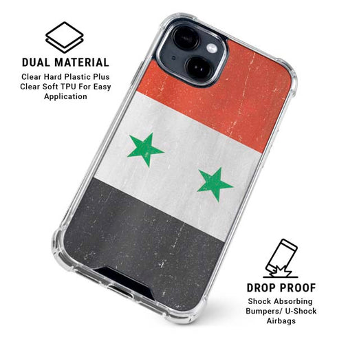 Syria Flag Distressed iPhone 15 Clear Case